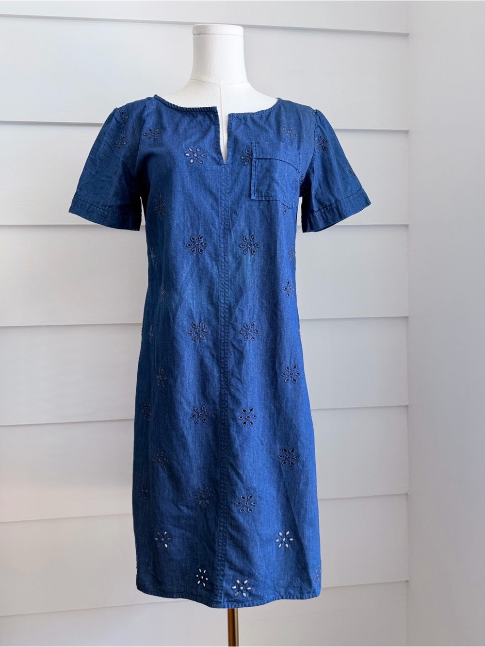 A.P.C. Chambray Eyelet Shift Dress